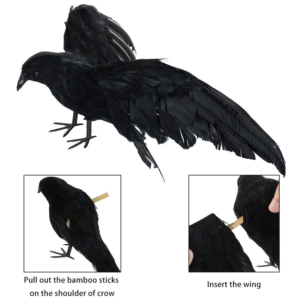 Amazon.co.jp: 15インチ 人工フェイク鳥 カラス ブラックフェザー